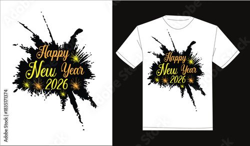 Print
Happy new year 2026 print ready typography t-shirt design

