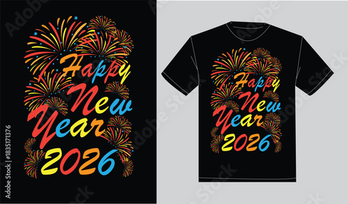 Print
Happy new year 2026 print ready typography t-shirt design
