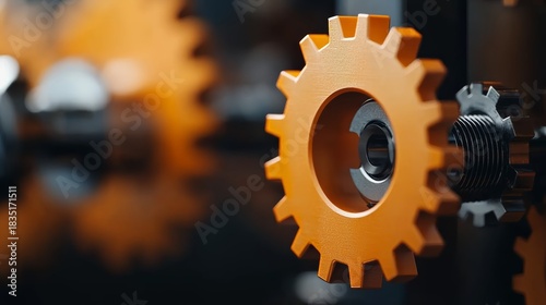 Interconnected Gears: An intricate system of gears interlocks to form a complex mechanism, symbolizing the elegance of precision and the dynamics of industry.