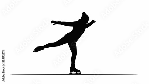 Silhouette of a graceful figure skater performing a dynamic routine on ice.