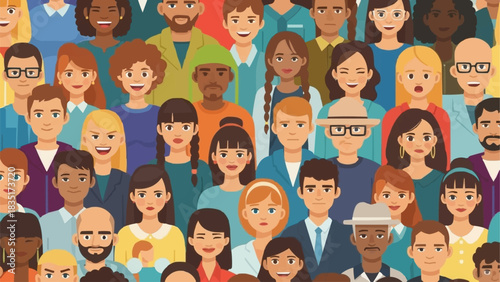 Diverse Group of People Illustration, Representing Community and Togetherness.