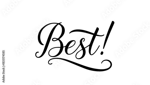 Best Wordmark Design: A visually appealing wordmark of the word Best, designed in a stylized, elegant script against a clean, simple background.