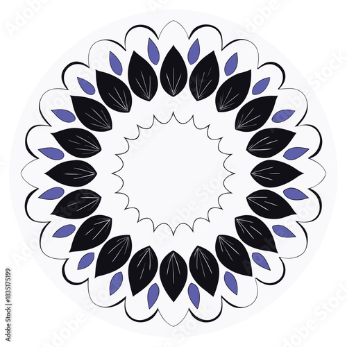 Mandala style ring of gerbera petals and leaf curls