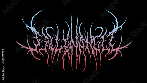 Fallen Angel typography vector in tribal symmetrical shapes, dark metal lettering style for streetwear, t-shirt print apparel, sticker, poster, band logo and more
