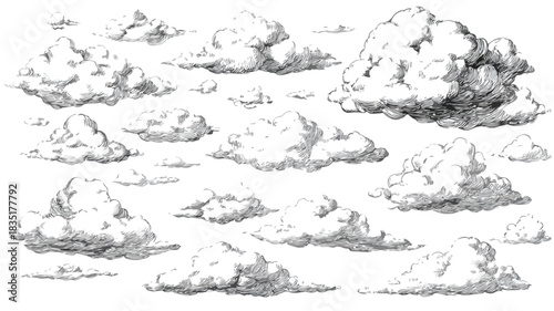 Clouds and Clouds with the Word "Clouds" - Sky Background Image