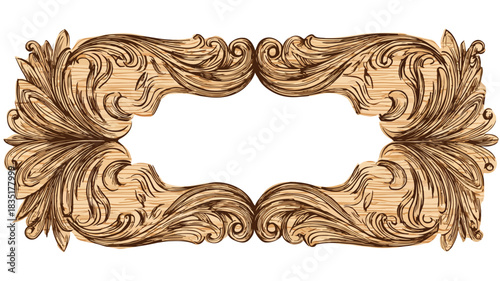 Elegant Wooden Frame Design Vector with Outline for Creative Projects