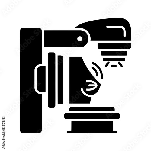 Mammography machine icon for breast cancer screening on white background — ideal for healthcare, oncology and preventive medicine content.