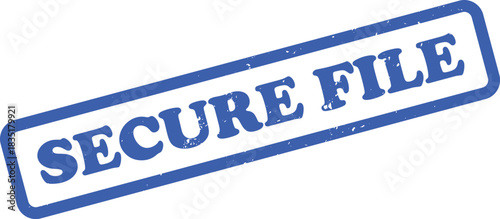 Rubber Stamp Print Effect with SECURE Text in Blue Ink Isolated