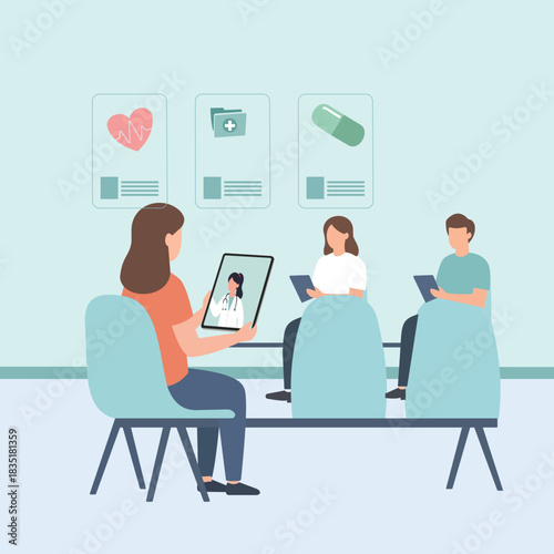 Telehealth Consultation in Hospital Waiting Area