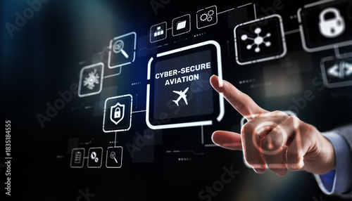 Advanced cyber security systems protecting modern aviation technology and flight navigation systems