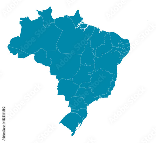 brazil Map Silhouette Vector | Editable Blue Outline