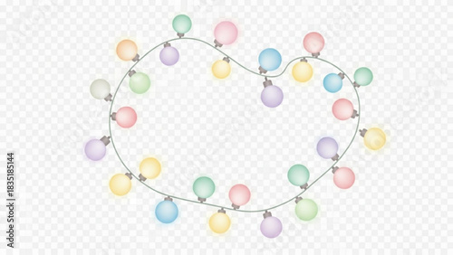 Pastel fairy lights string vector illustration for christmas and party decorations design element