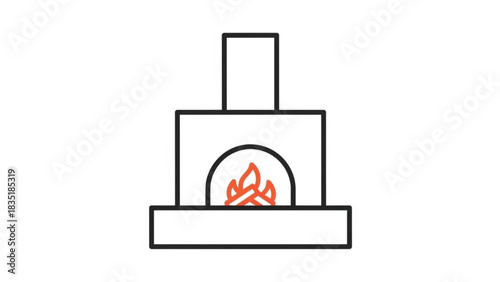 Fireplace drawing vector illustration for home heating and cozy winter nights by the fire place design