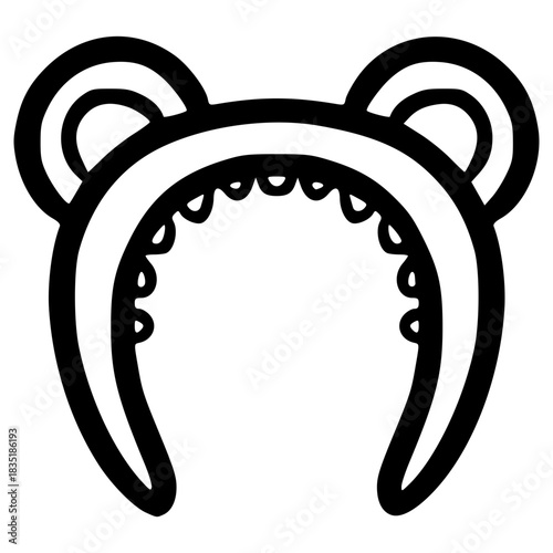 doodle bear headband illustration hand drawn outline vector
