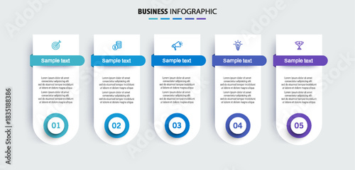 Business vector infographic template with 5 options or steps