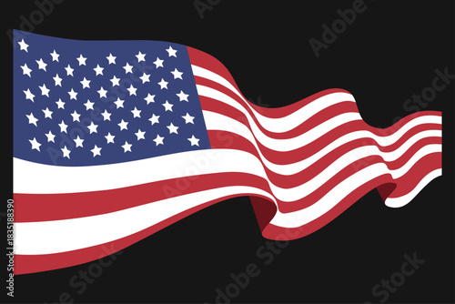 Waving american or united states flag isolated on white background for independence concept