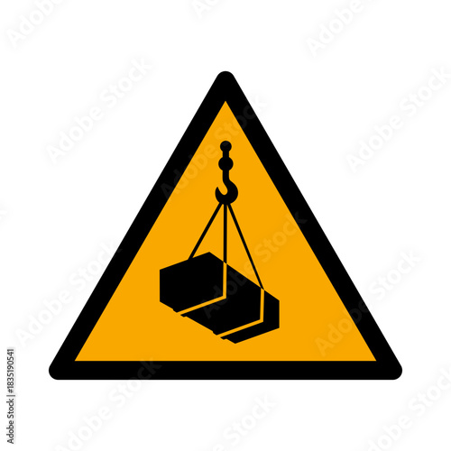ISO 7010 W015 Overhead Load Safety Sign. Warning Symbol for Overhead Load. Safety Pictogram Overhead Load. Overhead Lifting Risk. Industrial Safety Sign Overhead Load. 