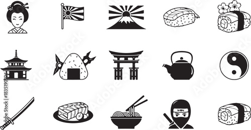 Japanese Culture Icons: Geisha, Sushi, Ninja, Mount Fuji, and More