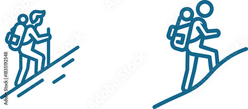 Hiking and Mountaineering Pictogram Symbol Icon for Outdoor Adventures and Recreational Activities for Web Design Mobile App and Graphical Elements Representing Trekking Nature and Adventure Tourism