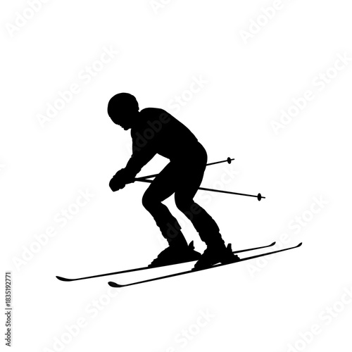 Downhill skier silhouette isolated  - vector illustration