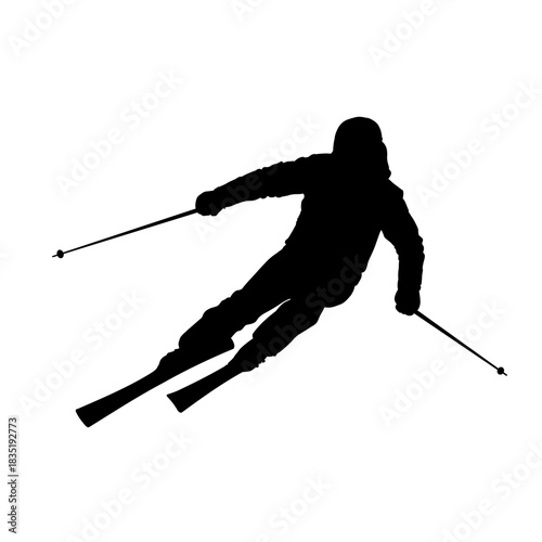 Downhill skier silhouette isolated  - vector illustration