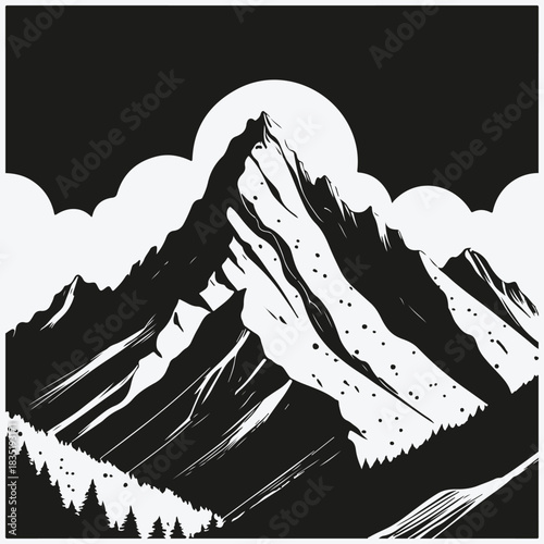 mountain range stippling sketch illustration vector