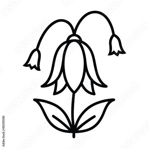 Hand sketched vector of bluebell flowers with fine details delicate petals and realistic highlights