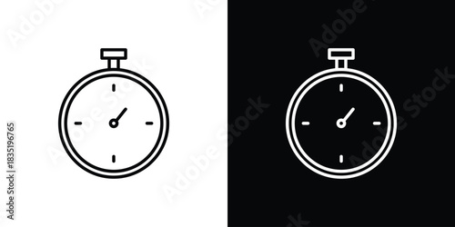 Stopwatch icon. Editable Vector symbols. Set of line icons on white background.