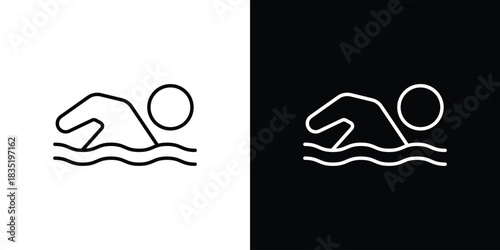 Swimmer icon. Editable Vector symbols. Set of line icons on white background.