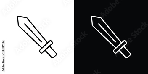 Sword icon. Editable Vector symbols. Set of line icons on white background.