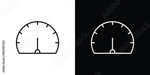 Tachometer icon. Editable Vector symbols. Set of line icons on white background.