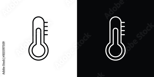 Temperature icon. Editable Vector symbols. Set of line icons on white background.