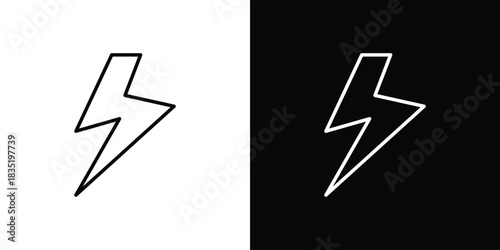 Thunder bolt icon. Editable Vector symbols. Set of line icons on white background.