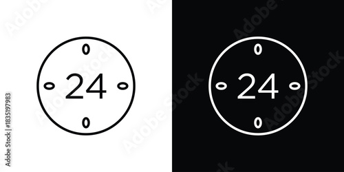 Time twenty four icon. Editable Vector symbols. Set of line icons on white background.