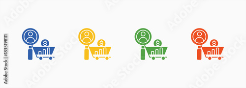 Consumer Behavior-Solid Blue Color Icon Set Color Multiple Style Collection Element For Design
