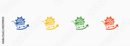 Market Trend-Solid Blue Color Icon Set Color Multiple Style Collection Element For Design