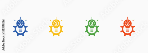 Business Innovation-Solid Blue Color Icon Set Color Multiple Style Collection Element For Design
