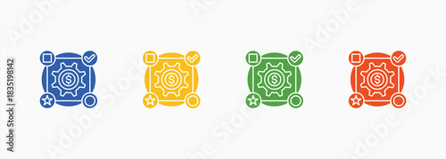 Business Model-Solid Blue Color Icon Set Color Multiple Style Collection Element For Design