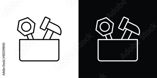 Toolbox icon. Editable Vector symbols. Set of line icons on white background.
