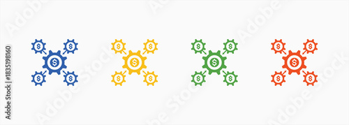 Business Merger-Solid Blue Color Icon Set Color Multiple Style Collection Element For Design