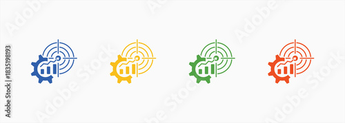 Business Goal-Solid Blue Color Icon Set Color Multiple Style Collection Element For Design