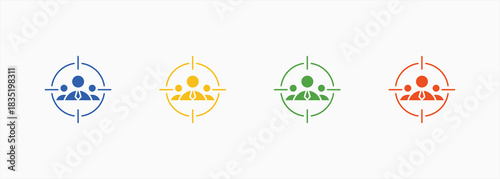 Target Audience-Solid Blue Color Icon Set Color Multiple Style Collection Element For Design