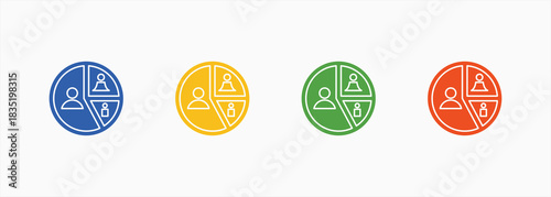 Demographics-Solid Blue Color Icon Set Color Multiple Style Collection Element For Design