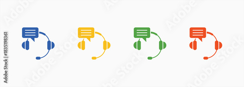 Customer Service-Solid Blue Color Icon Set Color Multiple Style Collection Element For Design