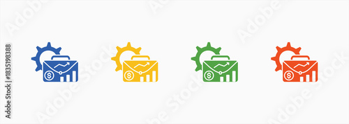 Business Performance-Solid Blue Color Icon Set Color Multiple Style Collection Element For Design