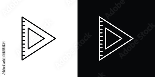 Triangle ruler icon. Editable Vector symbols. Set of line icons on white background.