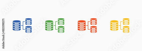 Database Structure Icon Set Color Multiple Style Collection Element For Design