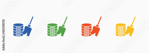 Data Cleaning Icon Set Color Multiple Style Collection Element For Design