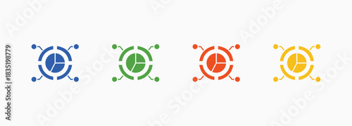 Diagram Icon Set Color Multiple Style Collection Element For Design