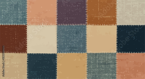 Patchwork quilt background with stitched squares a seamless fabric texture perfect for rustic designs scrapbooking and textile pattern mockups.